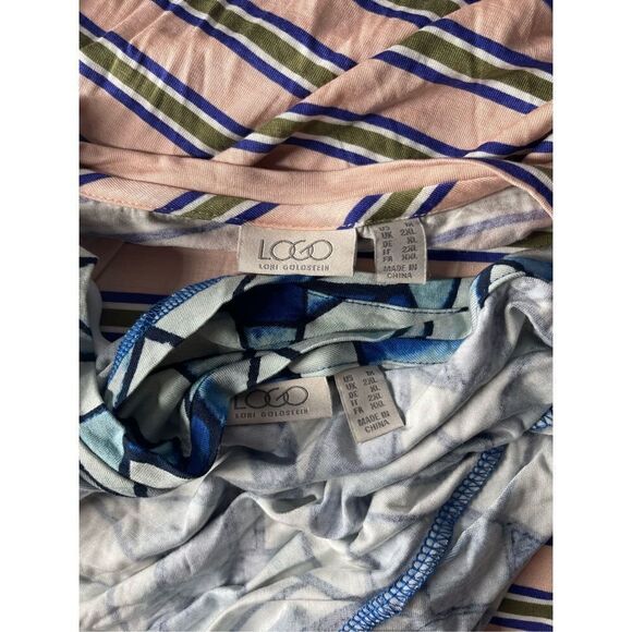 LOGO LORI GOLDSTEIN Abstract Printed Top With Pockets & Striped Tank Twin Set W - Picture 3 of 8